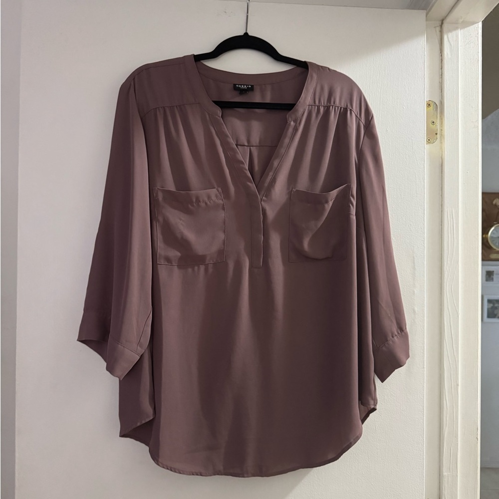 Mauve V-Neck Blouse